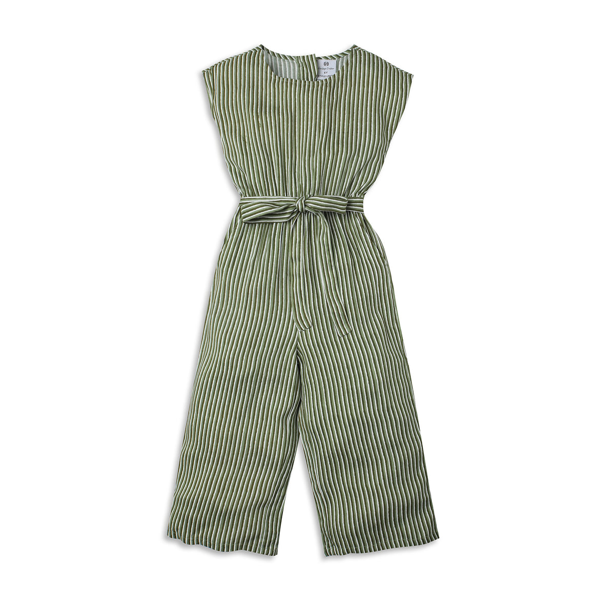 Girls Regular Fit Striped Jumpsuit