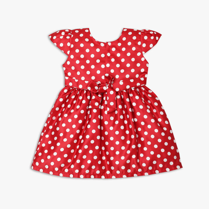 Girl's Regular Fit Polka Dot Frock