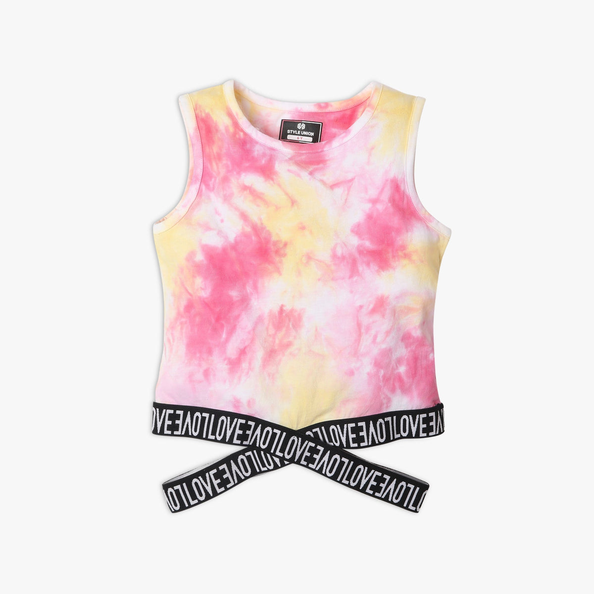 Girl Wearing Girl's Regular Fit Tie - Dye T-Shirt