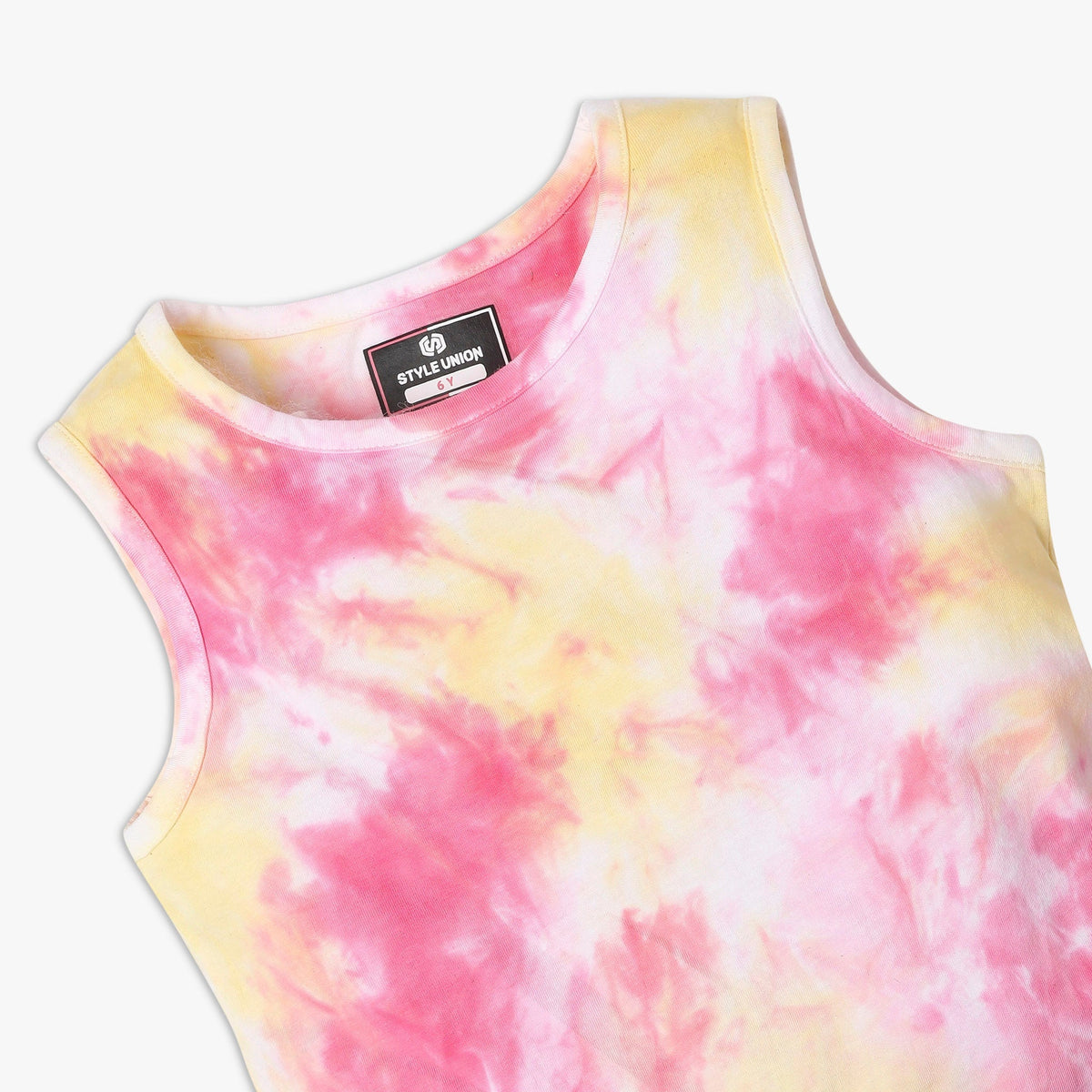 Girl Wearing Girl's Regular Fit Tie - Dye T-Shirt