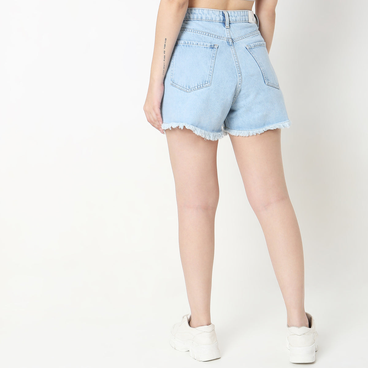 Regular Fit Solid High Rise Shorts