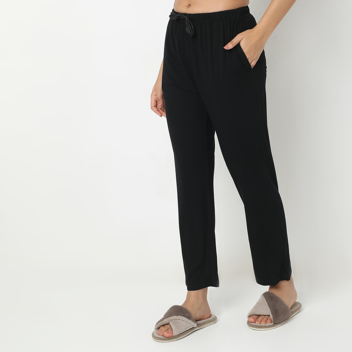 Regular Fit Solid Mid Rise Pyjamas