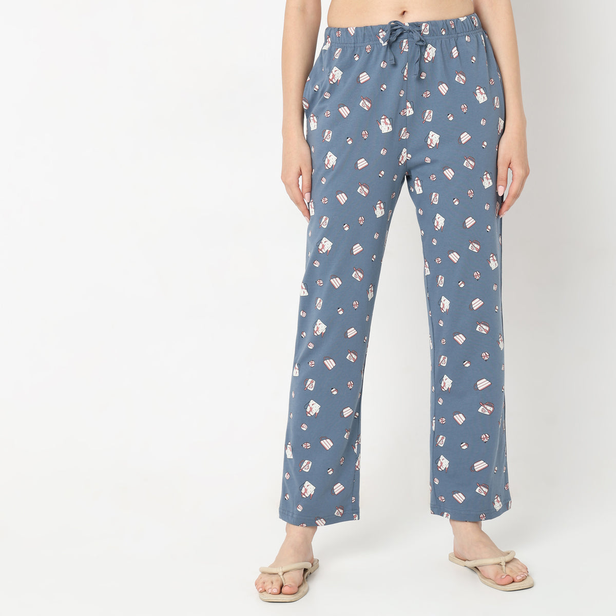 Regular Fit Printed Mid Rise Pyjamas