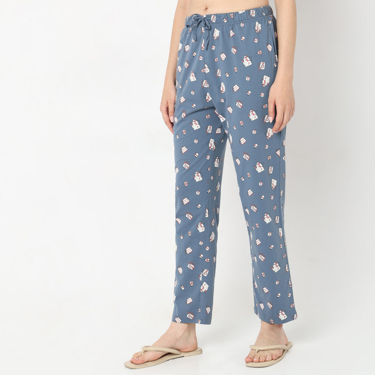 Regular Fit Printed Mid Rise Pyjamas