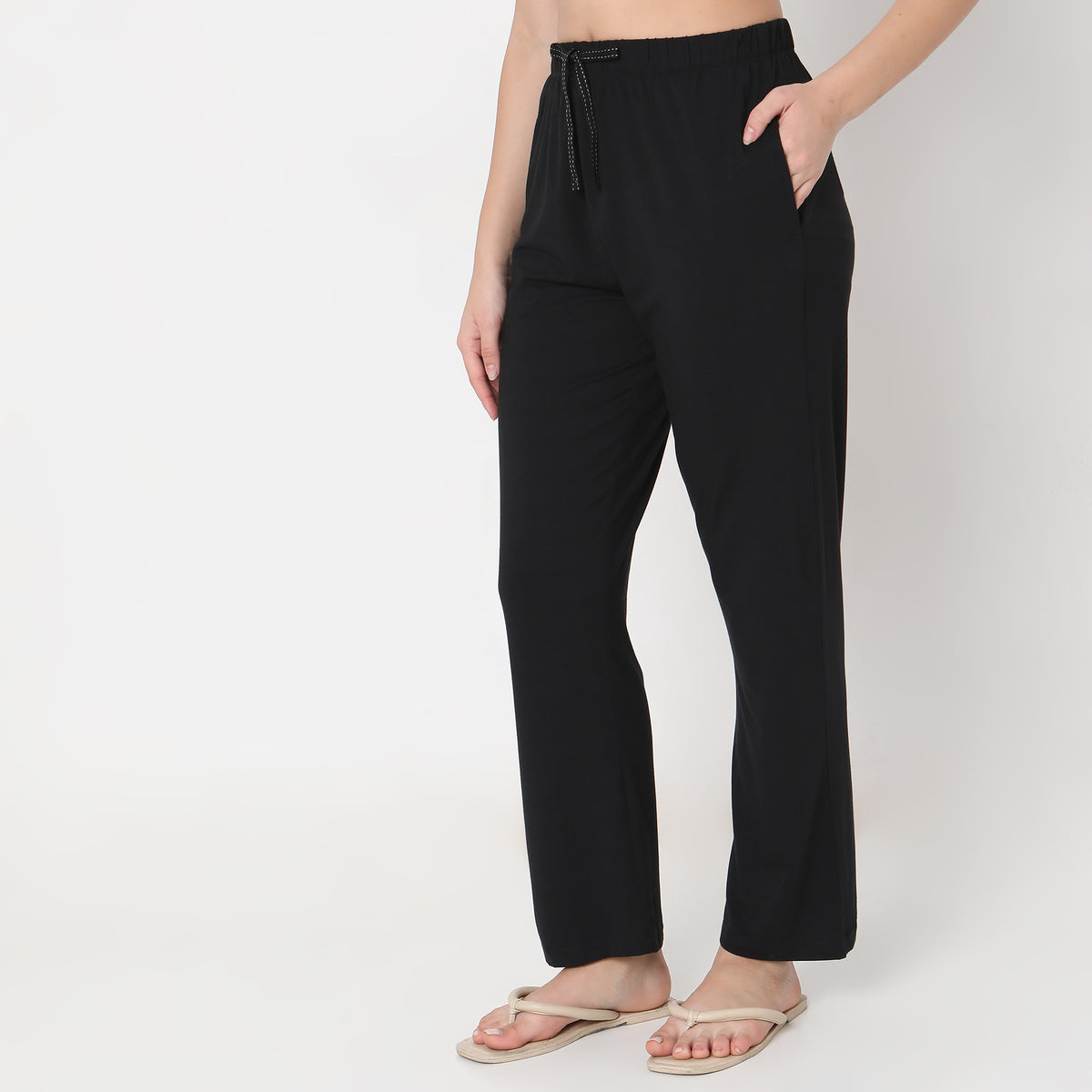 Regular Fit Solid Mid Rise Pyjamas