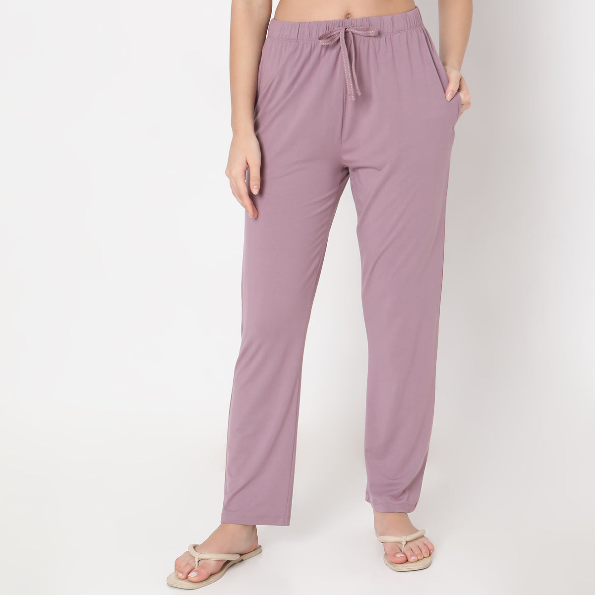 Regular Fit Solid Mid Rise Pyjamas