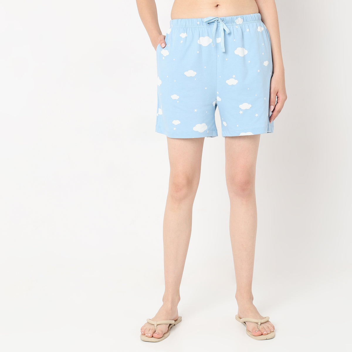 Regular Fit Printed Mid Rise Shorts