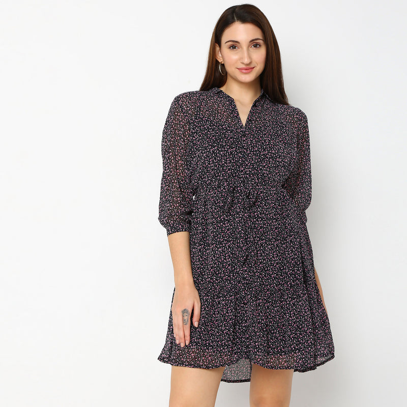 Regular Fit Printed Dress