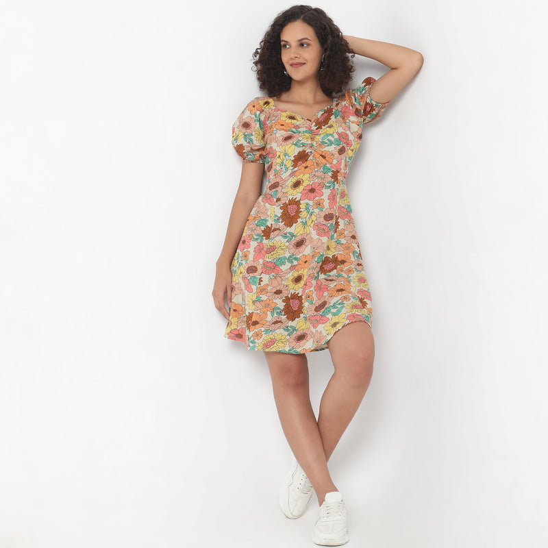 Regular Fit Printed Dress