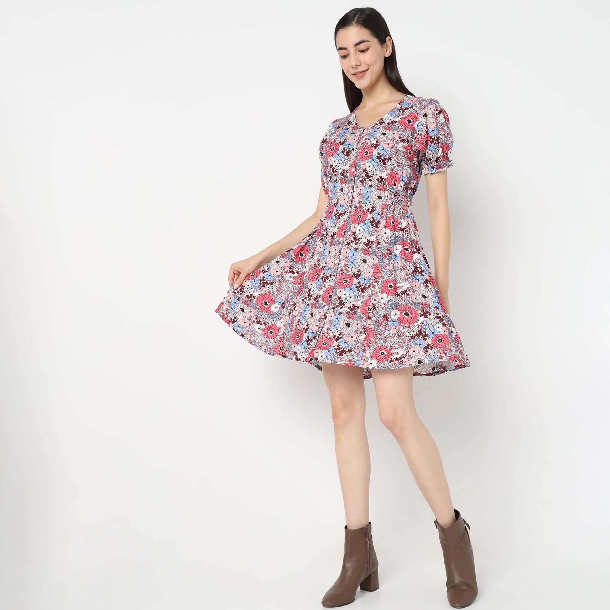 Flare Fit Floral Dress