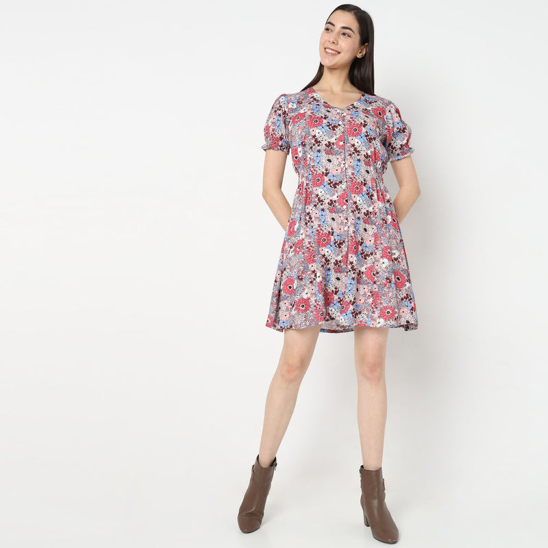 Flare Fit Floral Dress