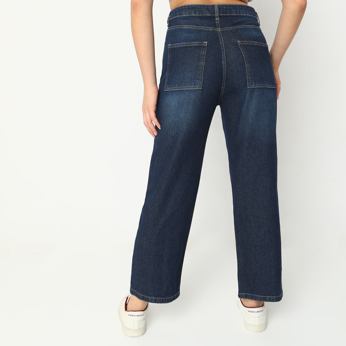 Straight Fit Solid High Rise Jeans