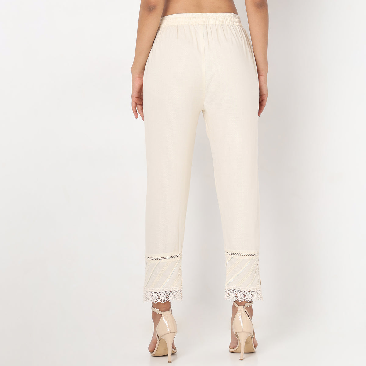 Regular Fit Lace Mid Rise Ethnic Pants