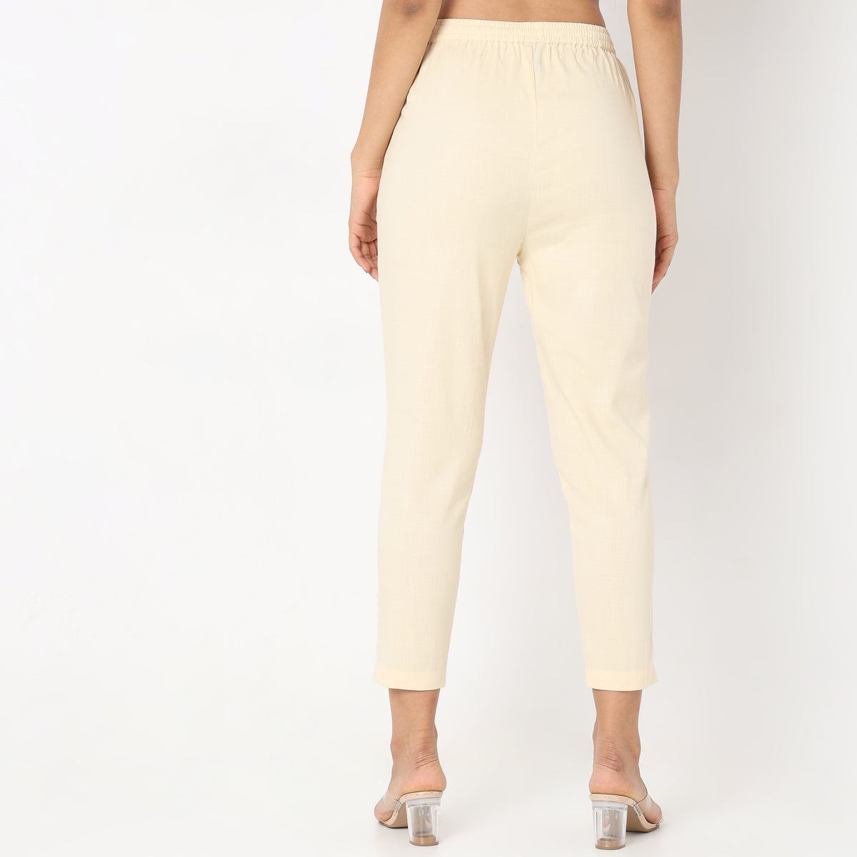 Slim Fit Solid Mid Rise Ethnic Pants