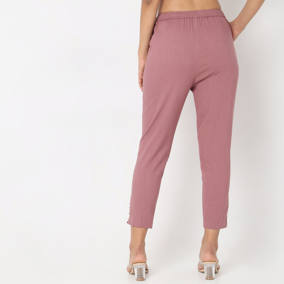 Slim Fit Solid Mid Rise Ethnic Pants