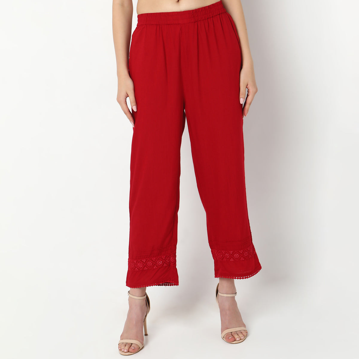 Straight Fit Solid  Ethnic Pants