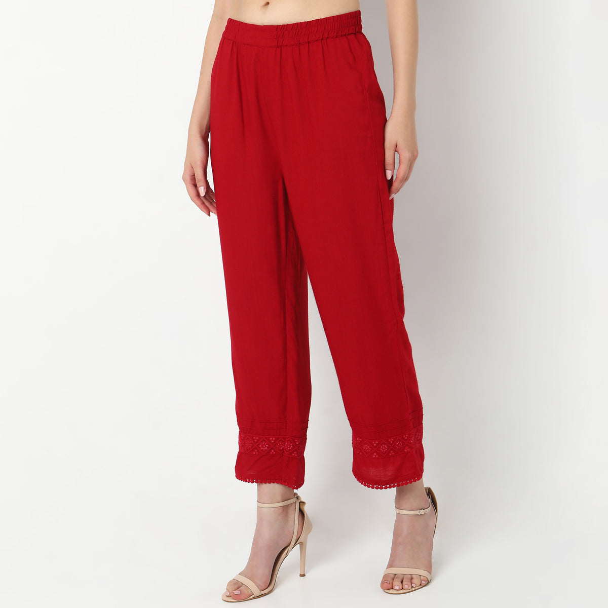 Straight Fit Solid  Ethnic Pants