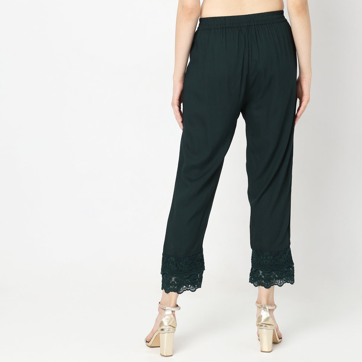 Straight Fit Solid Mid Rise Ethnic Pants