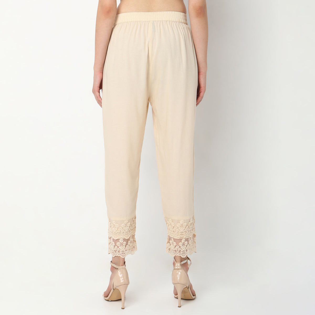 Straight Fit Solid Mid Rise Ethnic Pants