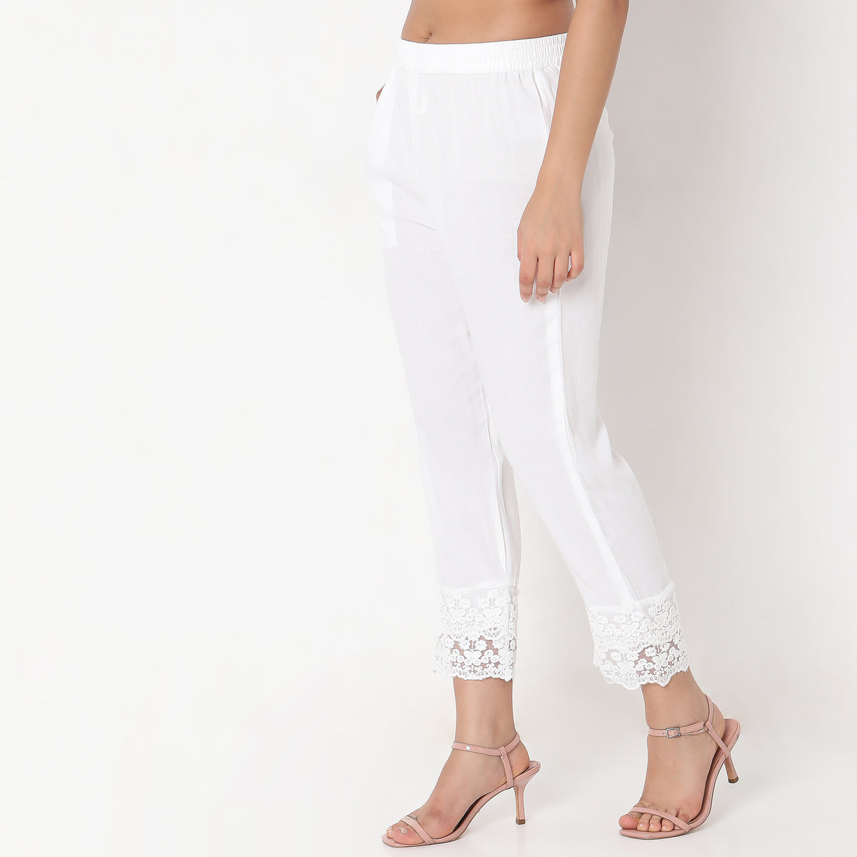 Straight Fit Solid Mid Rise Ethnic Pants