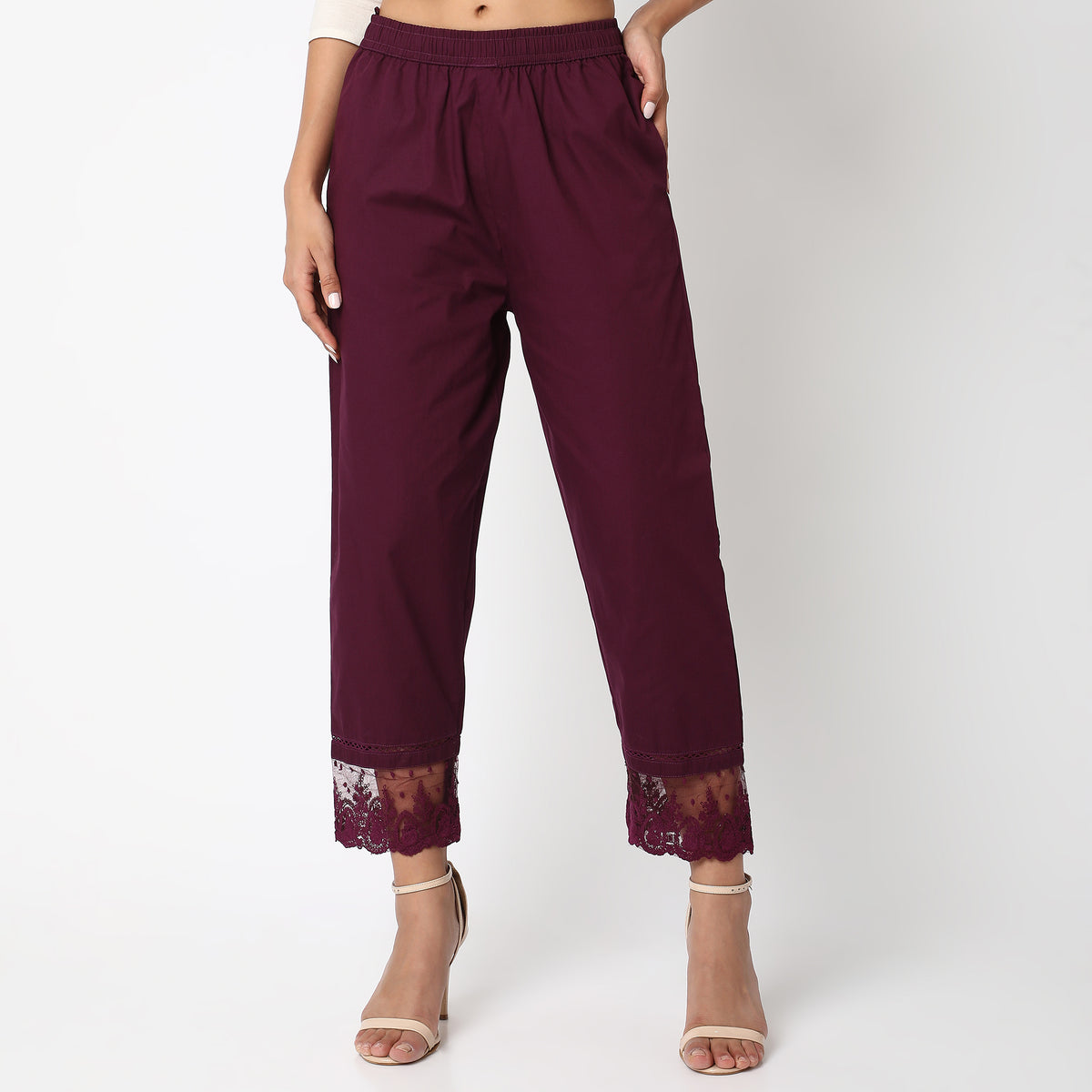 Straight Fit Solid Ethnic Pants