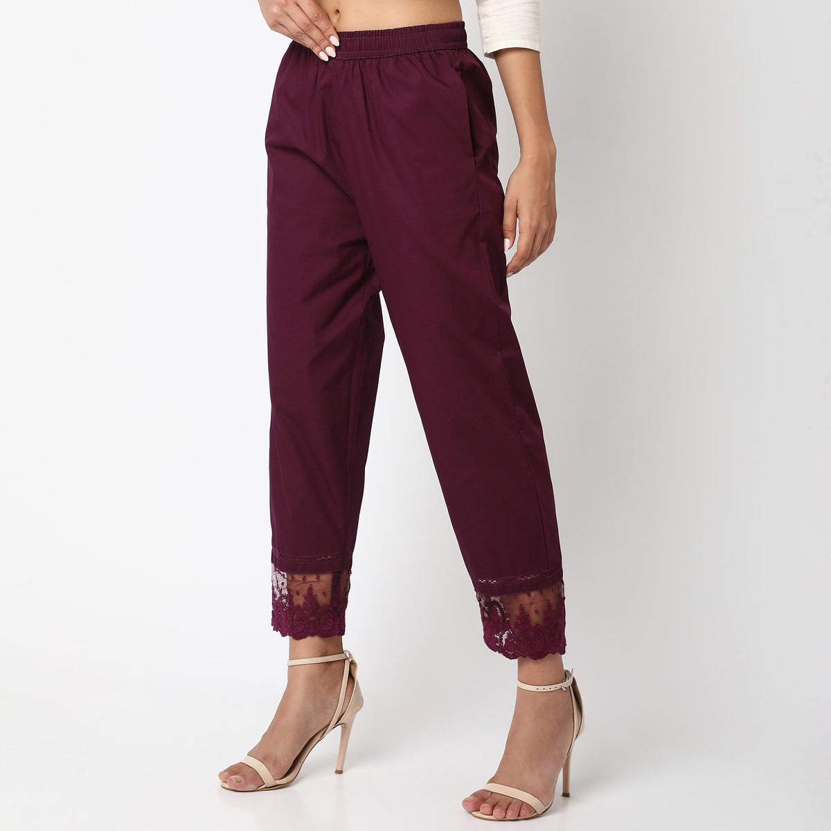 Straight Fit Solid Ethnic Pants