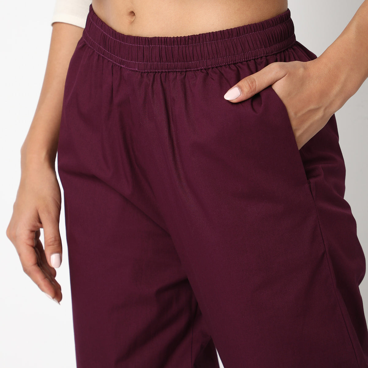 Straight Fit Solid Ethnic Pants