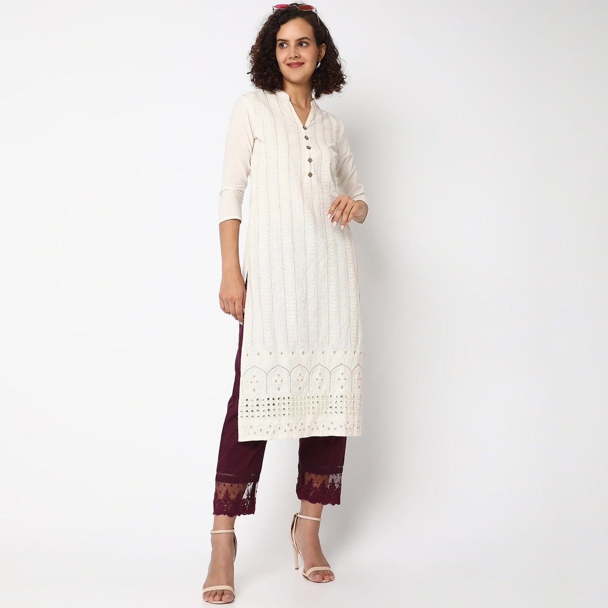 Straight Fit Solid Ethnic Pants