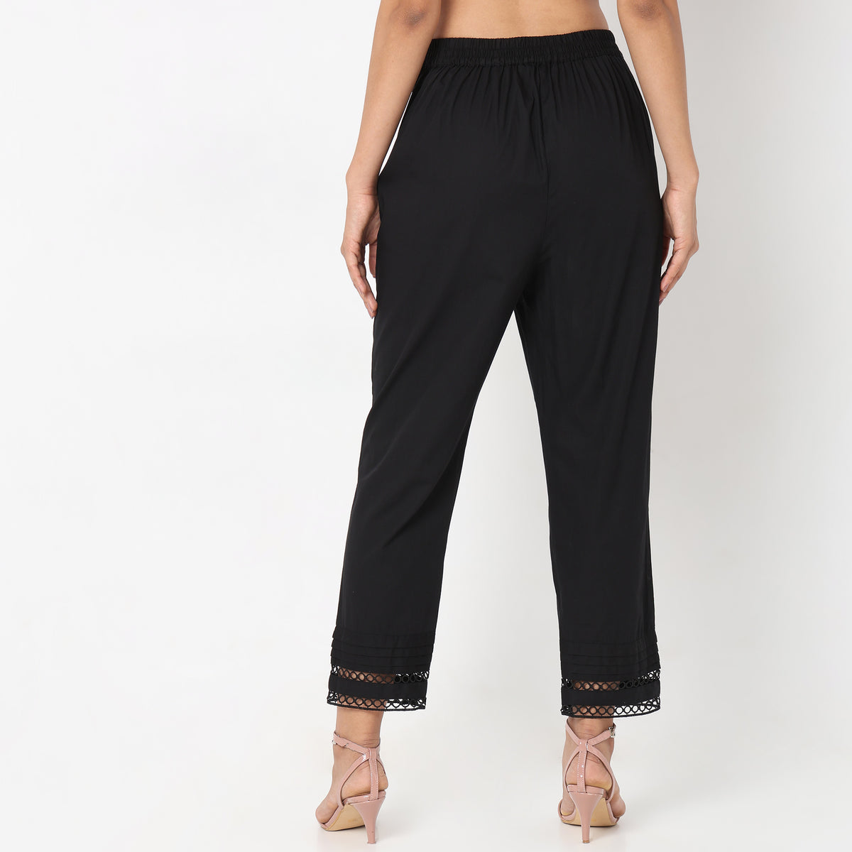 Straight Fit Solid Mid Rise Ethnic Pants