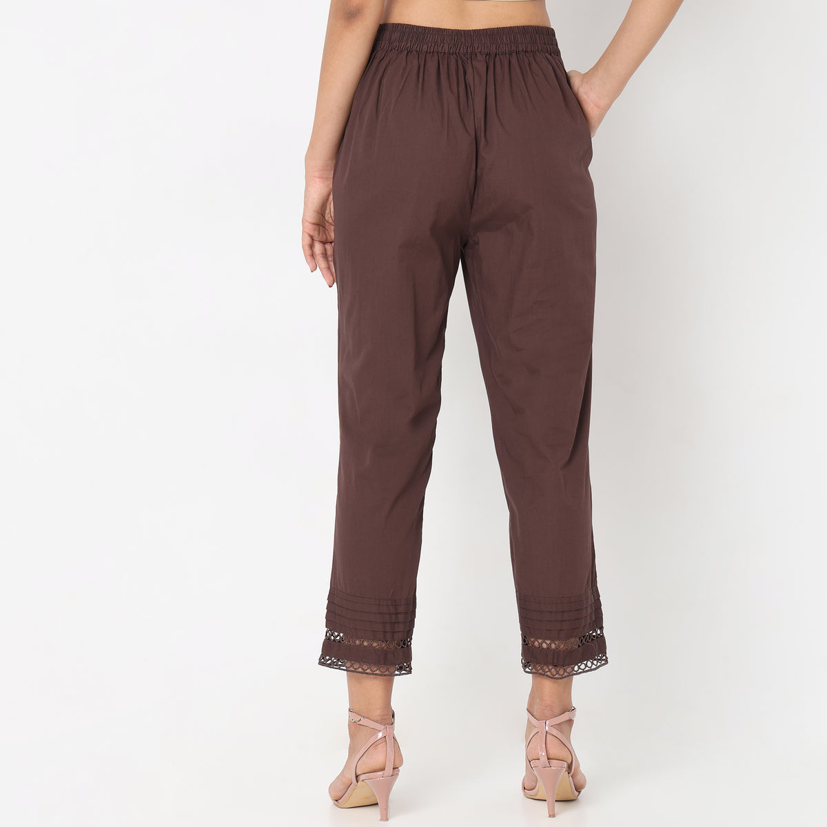 Straight Fit Solid Mid Rise Ethnic Pants