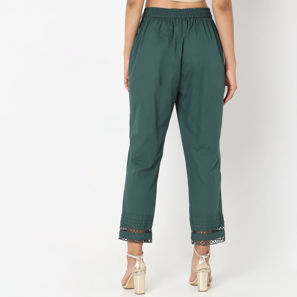 Straight Fit Solid Mid Rise Ethnic Pants