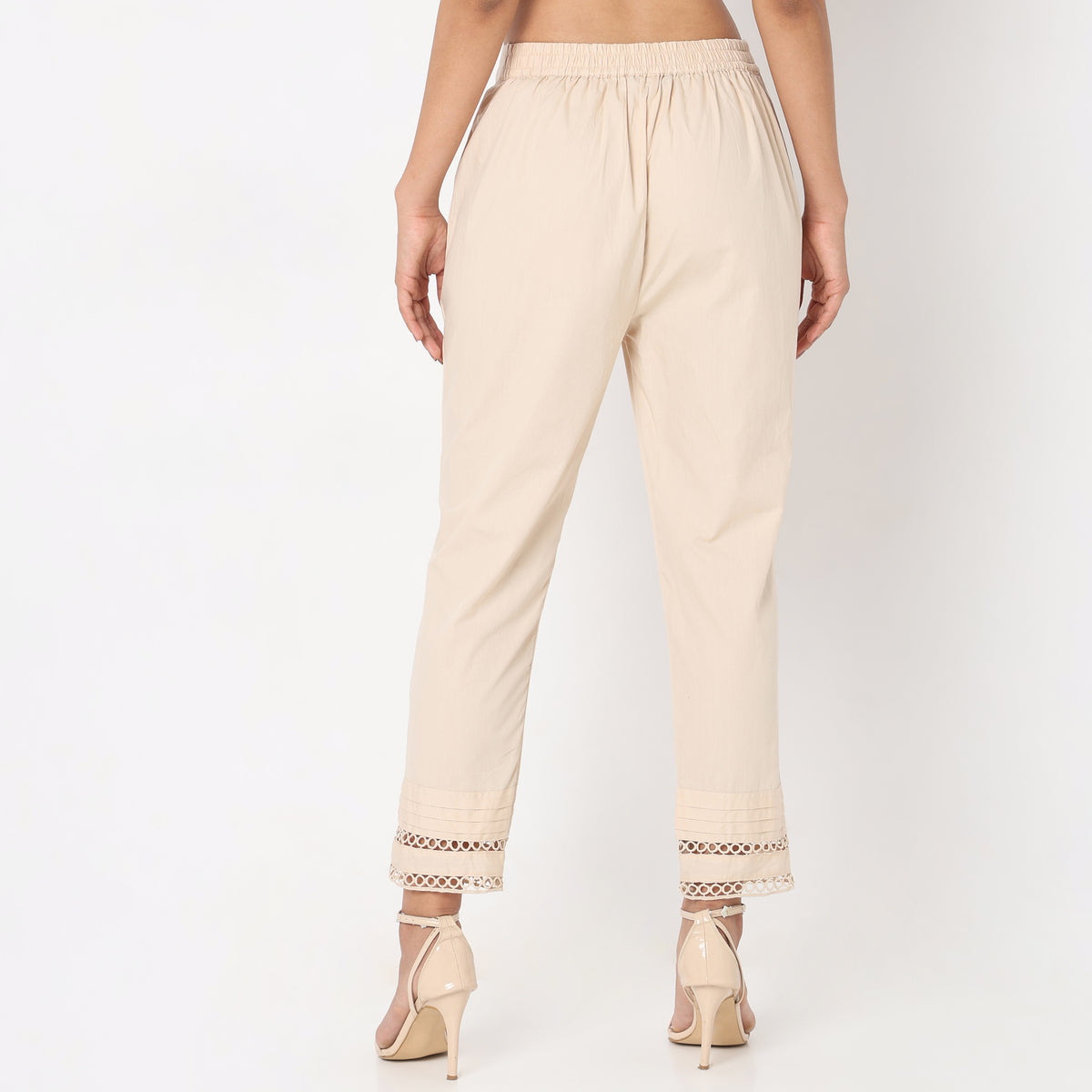 Straight Fit Solid Mid Rise Ethnic Pants