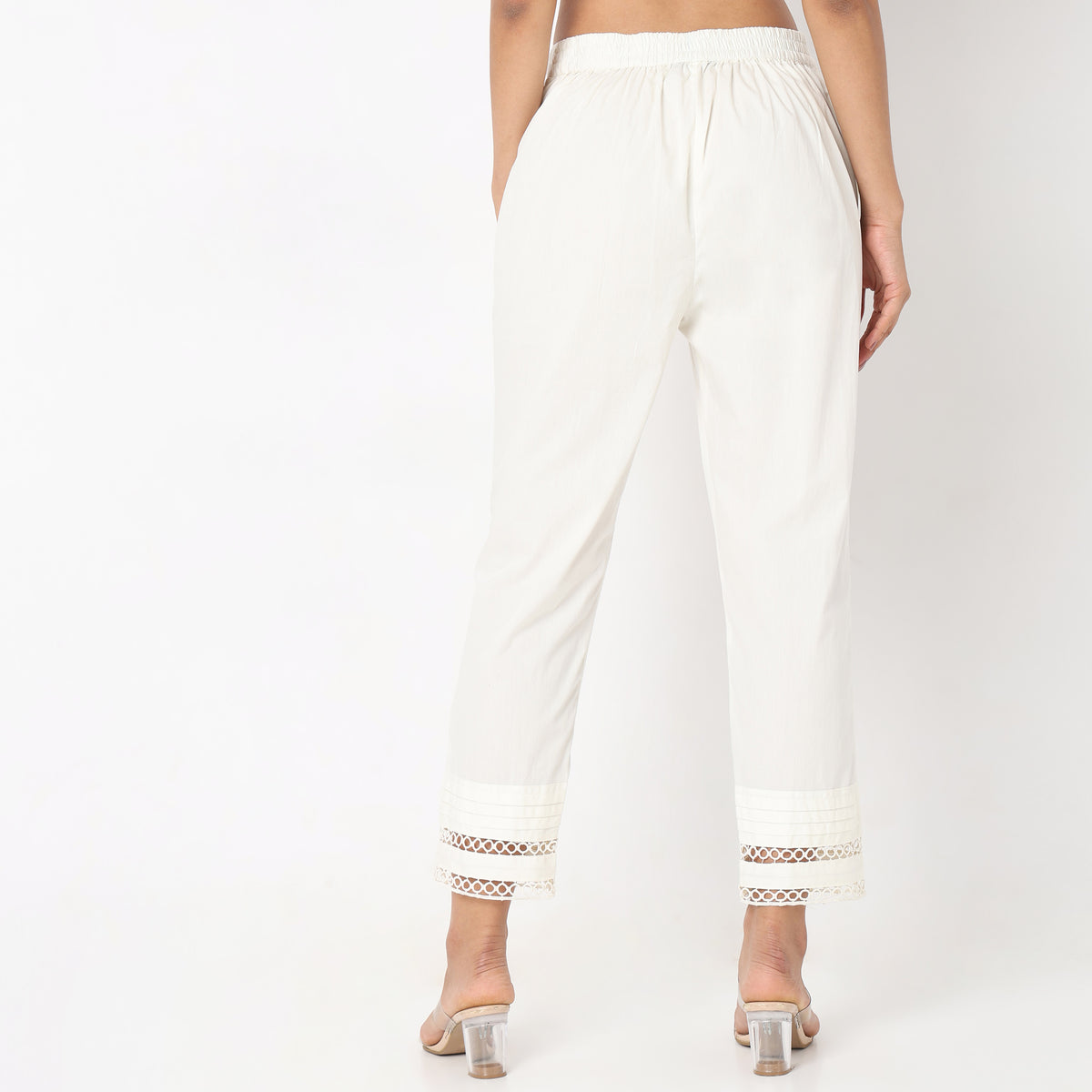 Straight Fit Solid Mid Rise Ethnic Pants