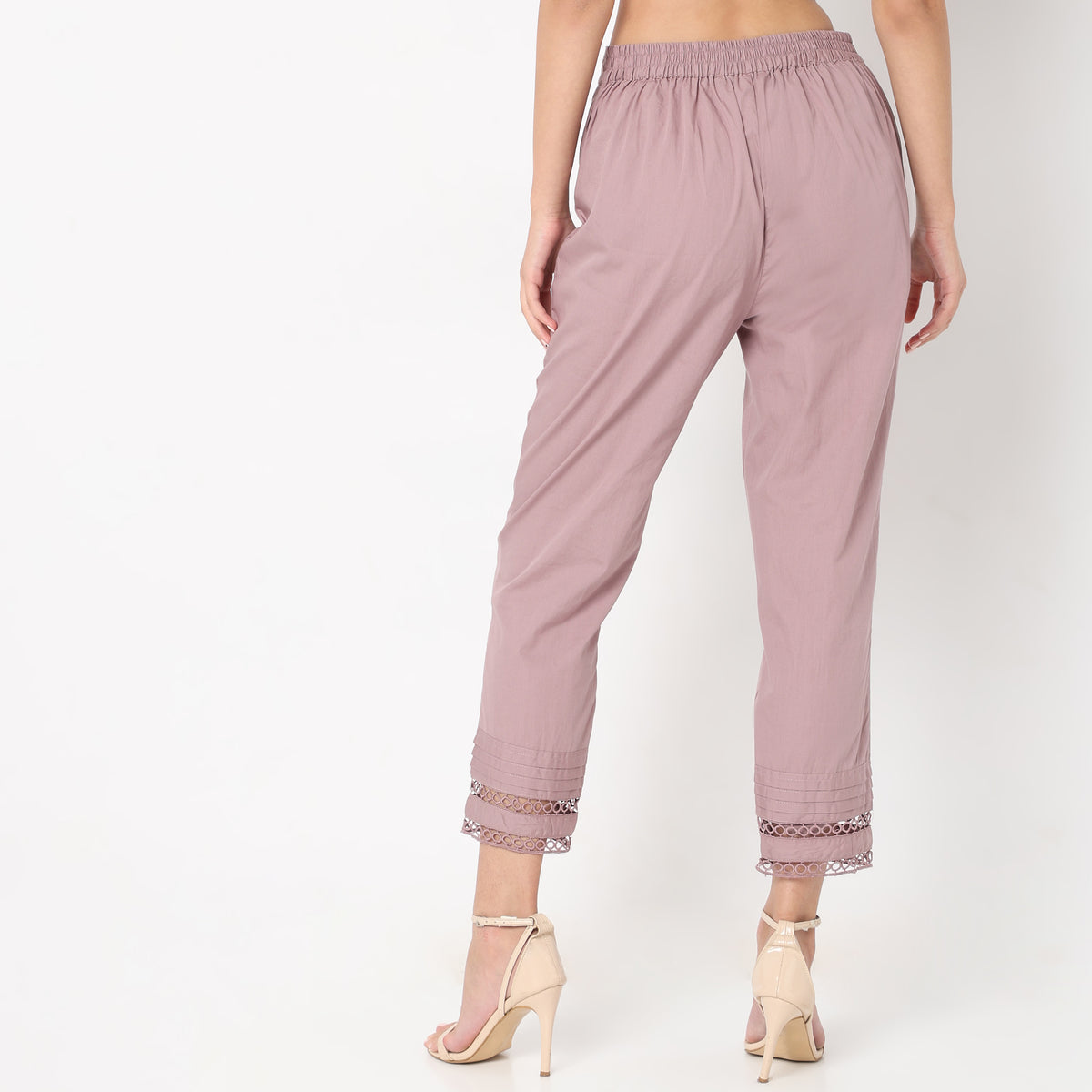 Straight Fit Solid Mid Rise Ethnic Pants