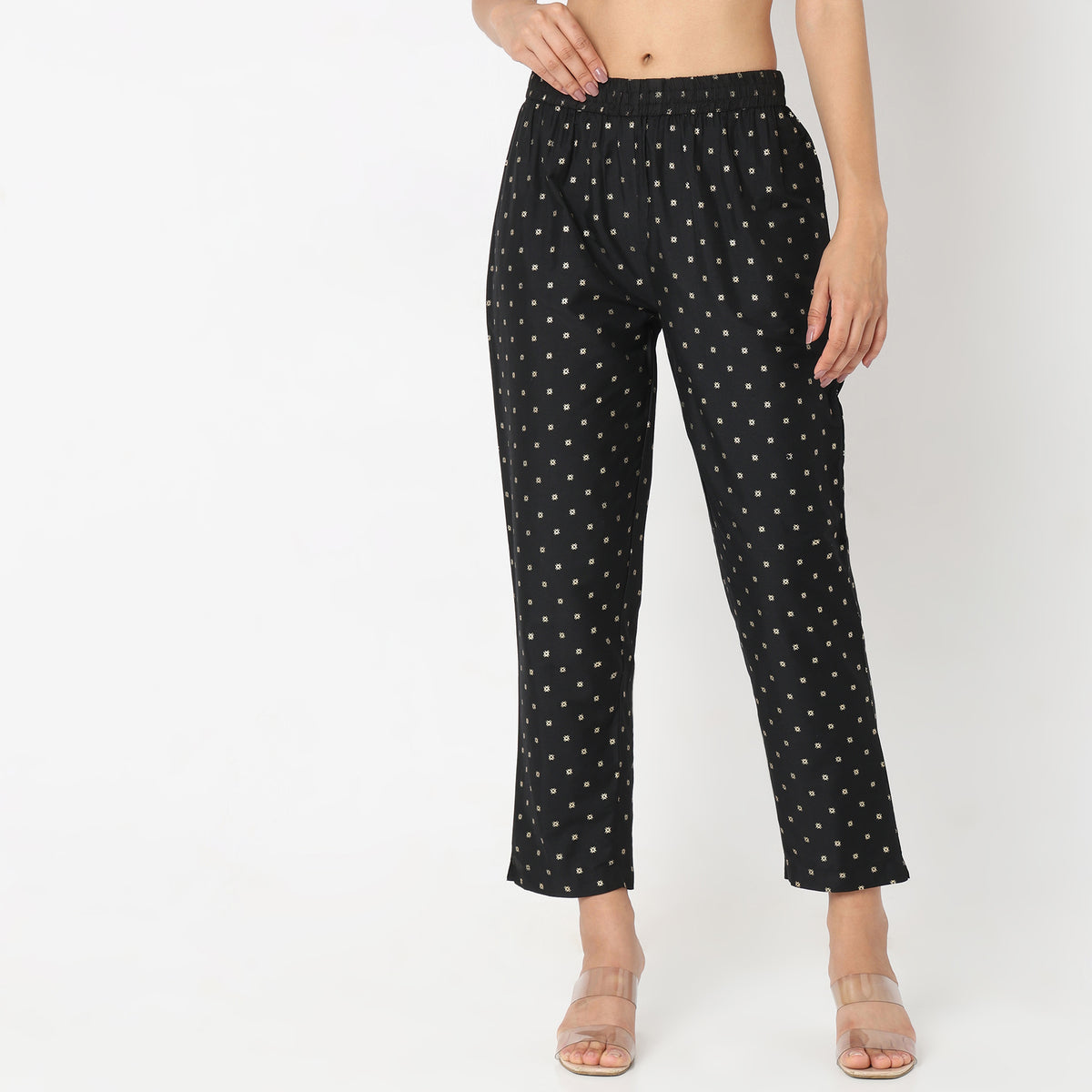 Straight Fit Printed Mid Rise Ethnic Pants