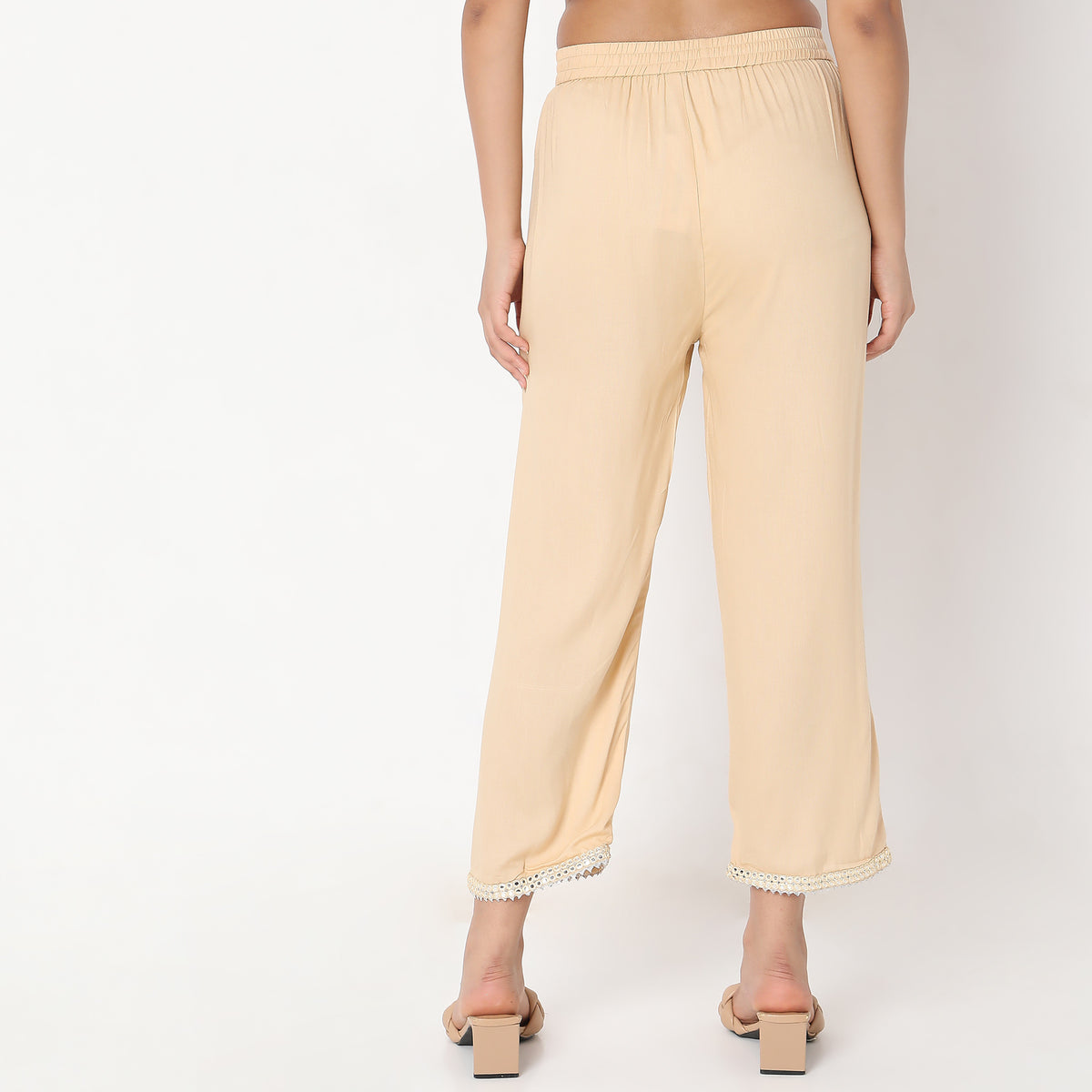 Straight Fit Solid Mid Rise Ethnic Pants