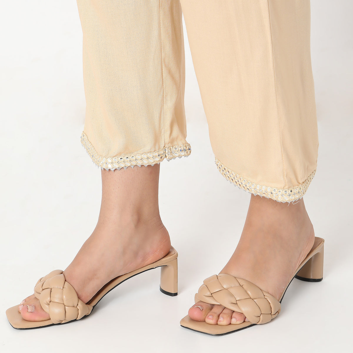 Straight Fit Solid Mid Rise Ethnic Pants