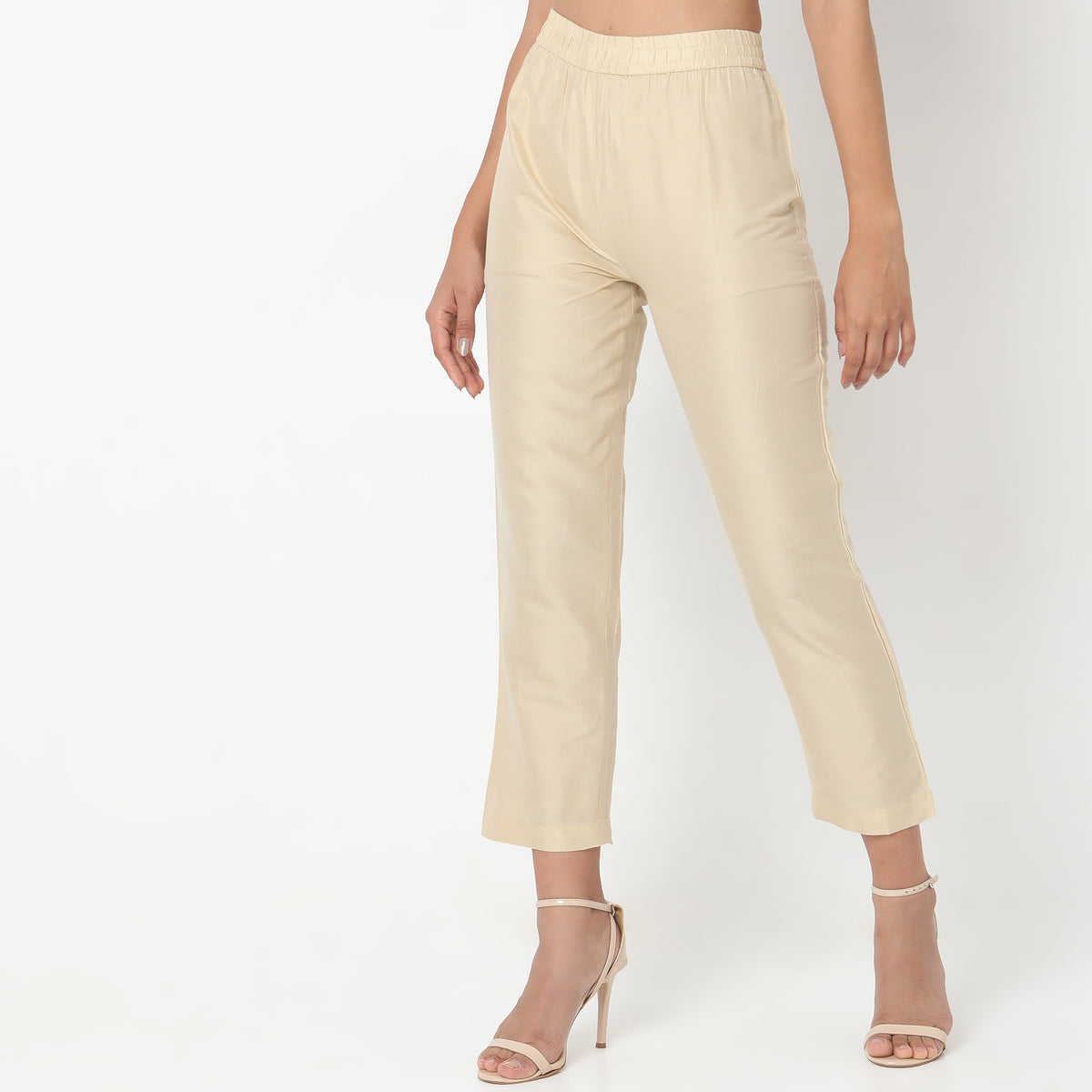 Straight Fit Solid Mid Rise Ethnic Pants