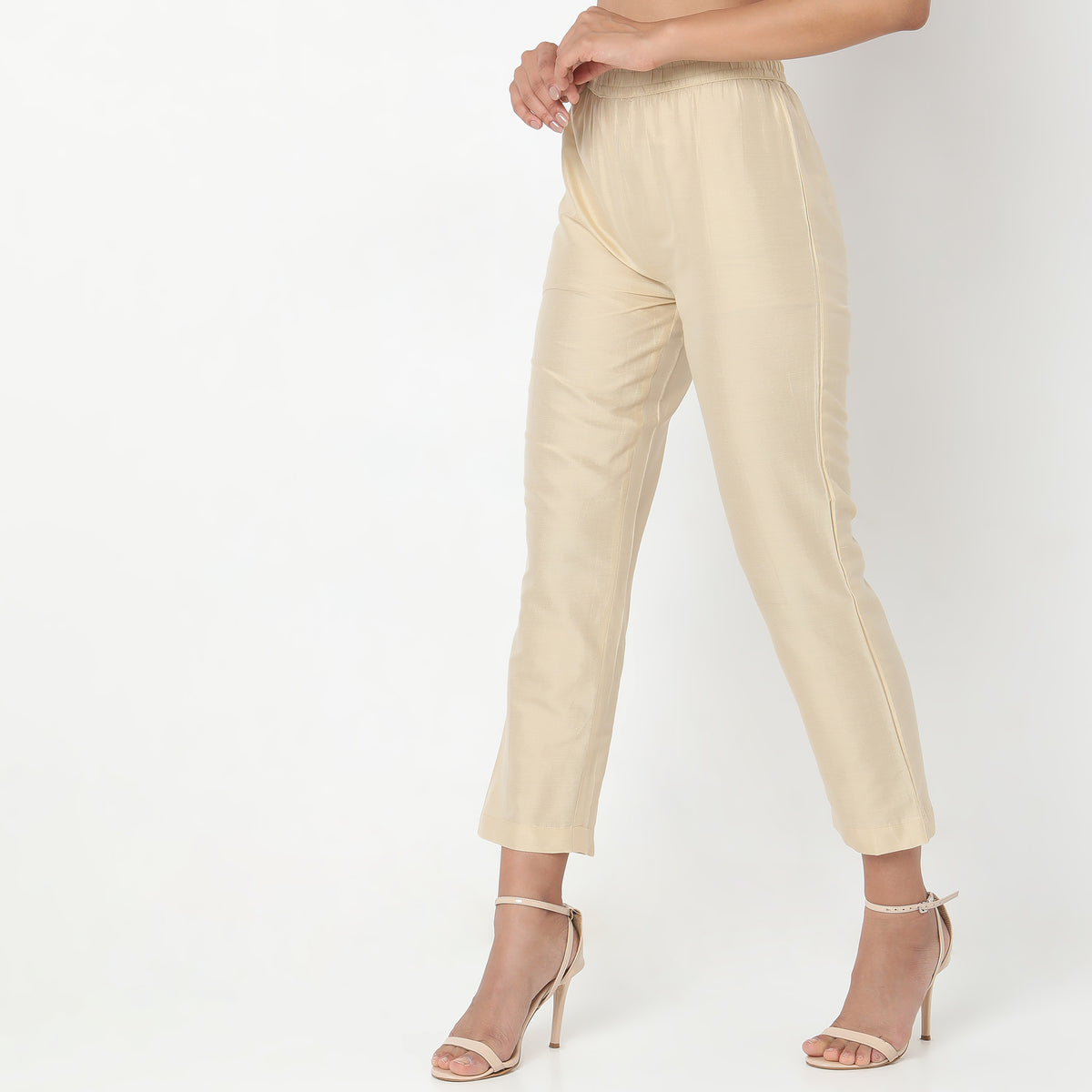 Straight Fit Solid Mid Rise Ethnic Pants