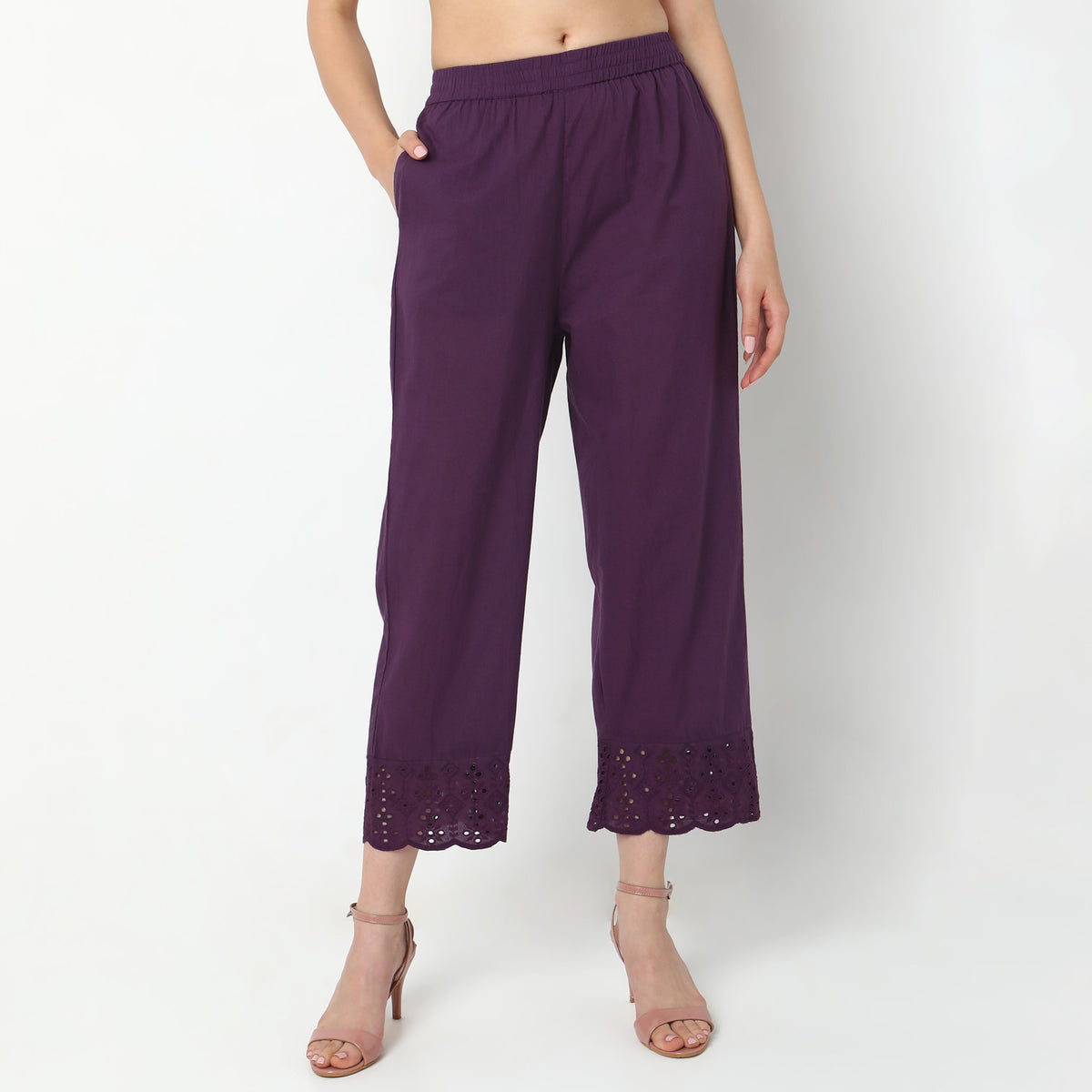 Straight Fit Solid  Ethnic Pants