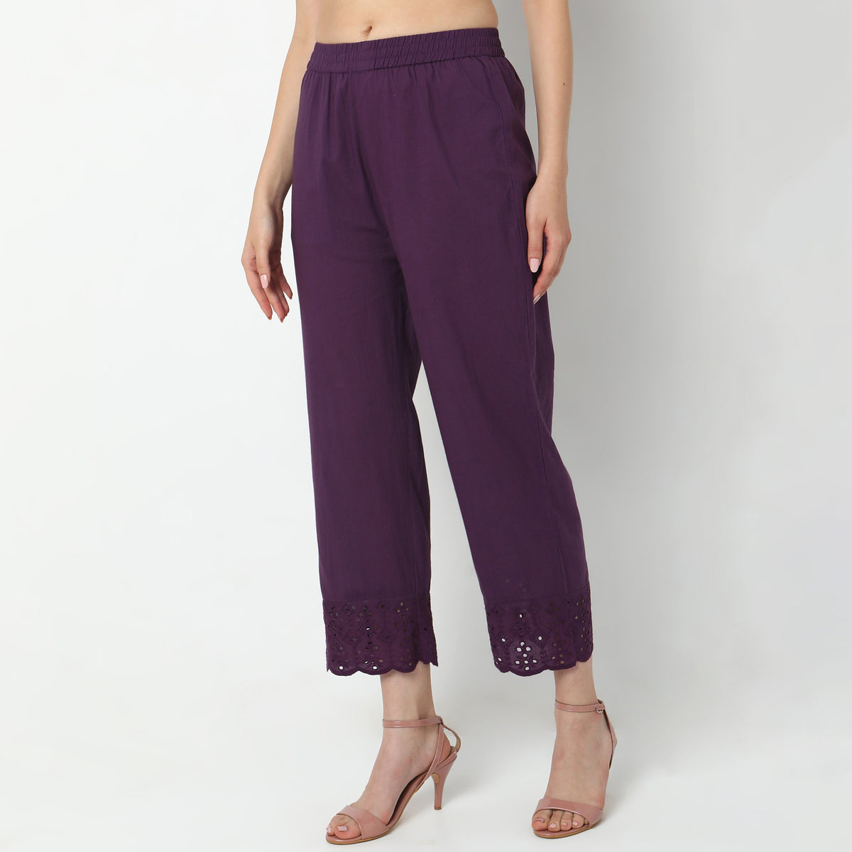 Straight Fit Solid  Ethnic Pants