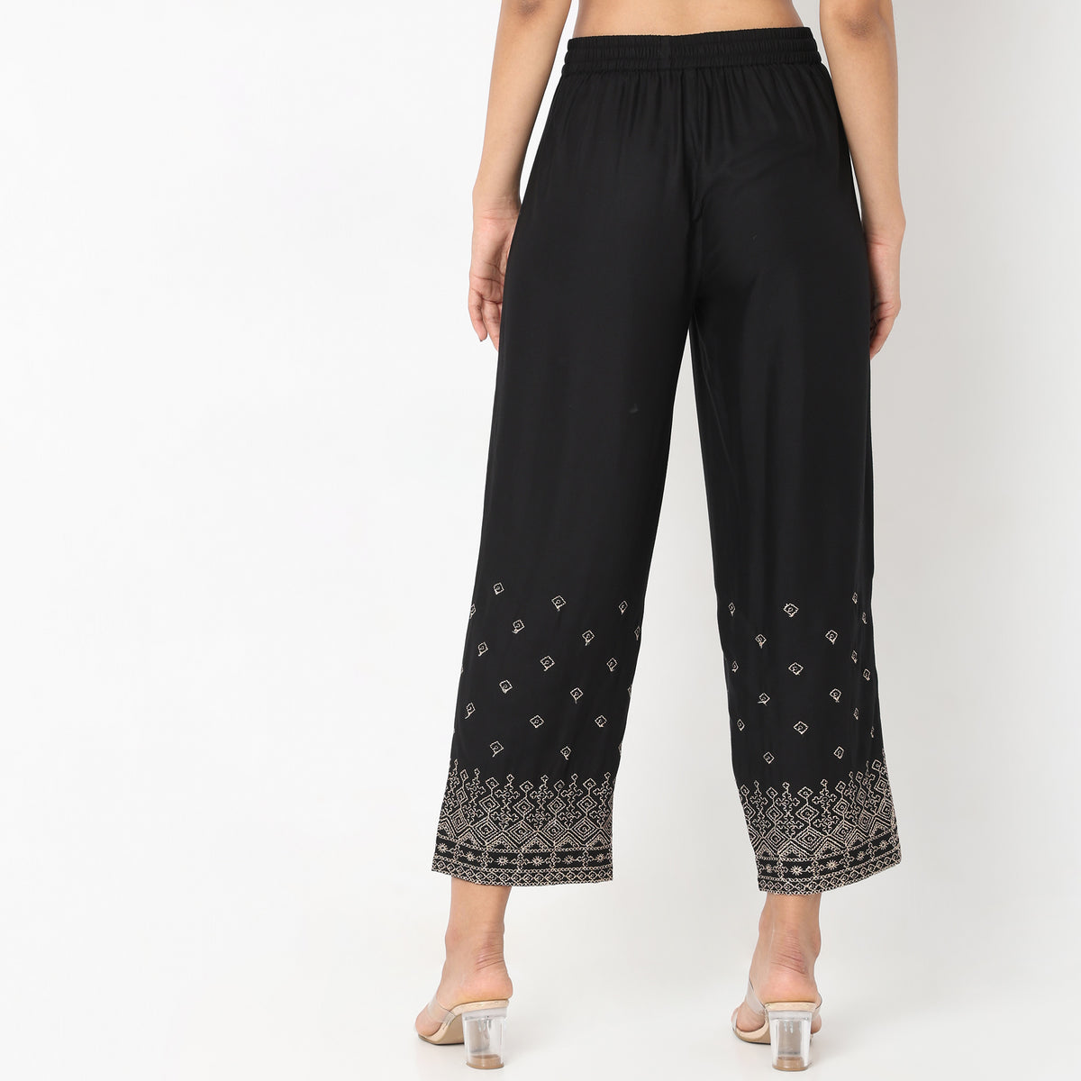 Regular Fit Embroidered Mid Rise Ethnic Pants