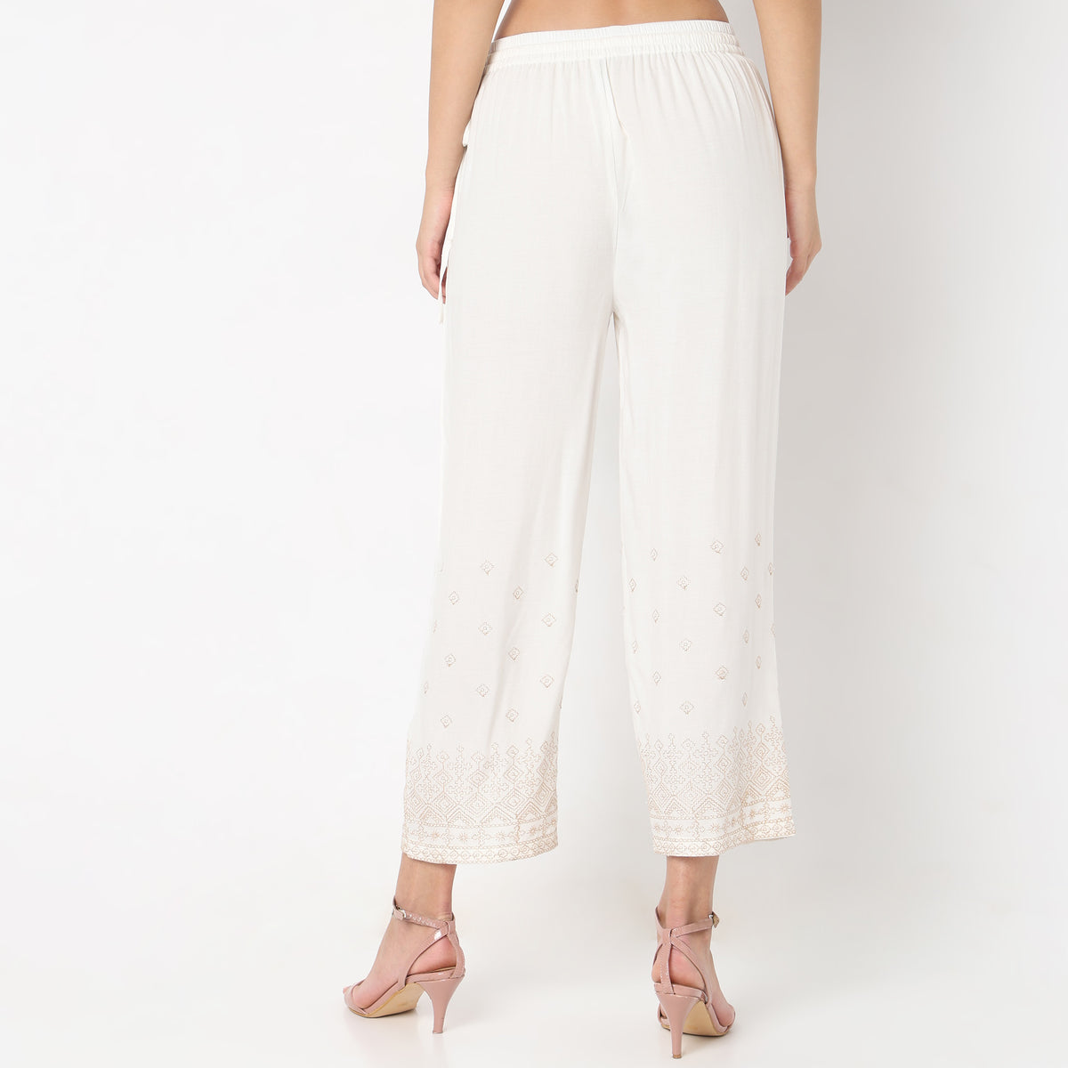 Regular Fit Embroidered Mid Rise Ethnic Pants