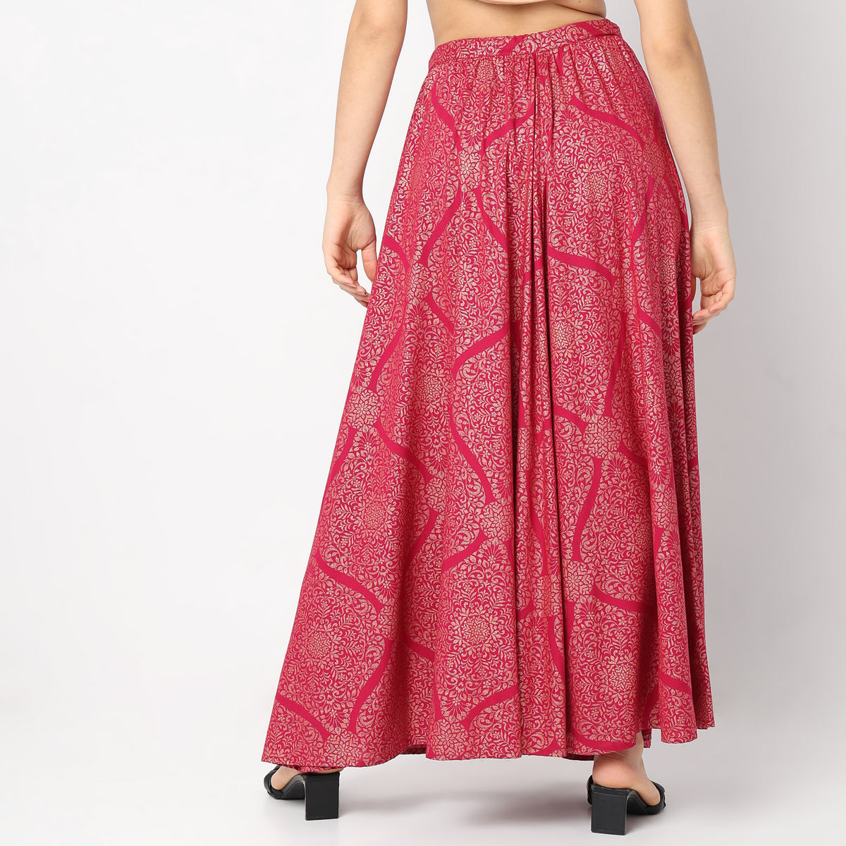 Flare Fit Printed Mid Rise Skirts