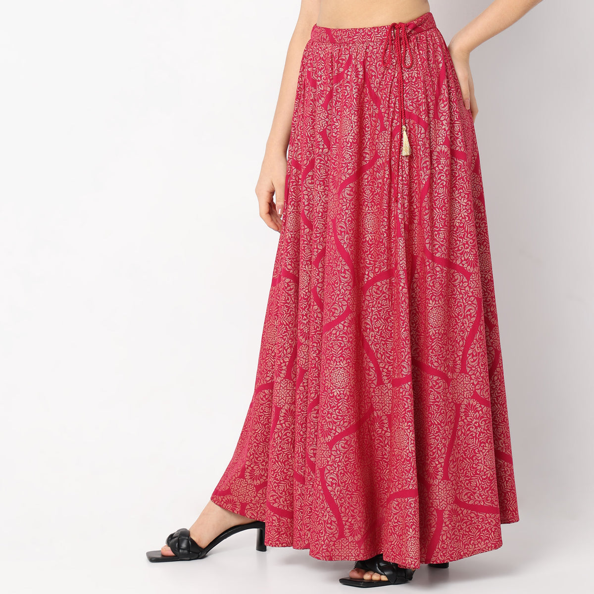 Flare Fit Printed Mid Rise Skirts