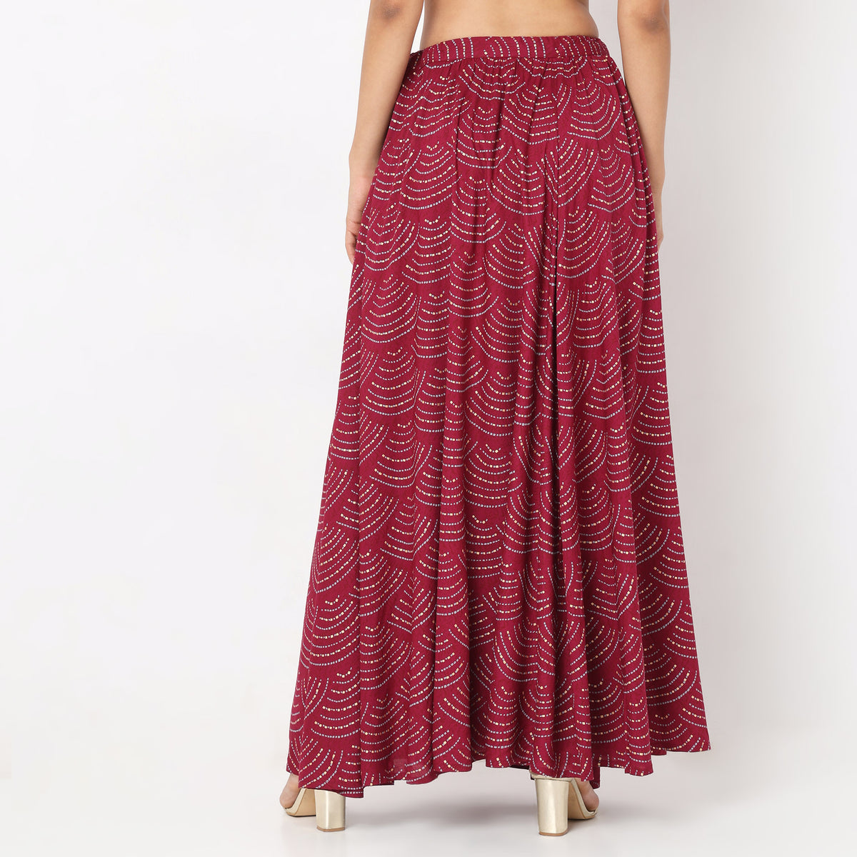 Flare Fit Printed High Rise Skirts