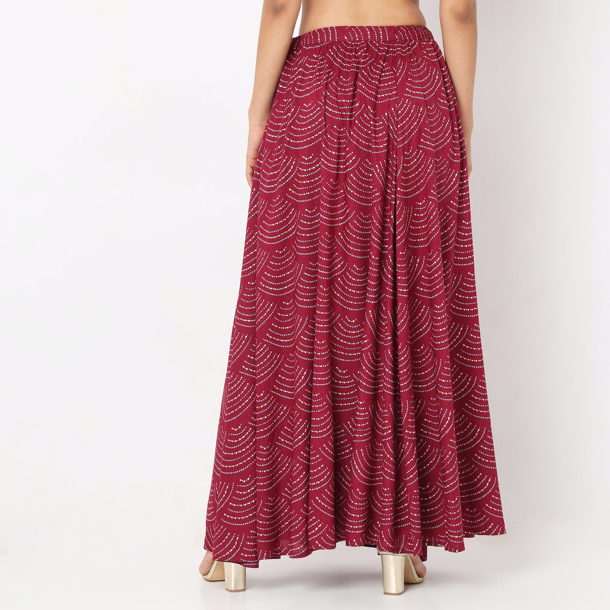 Flare Fit Printed High Rise Skirts