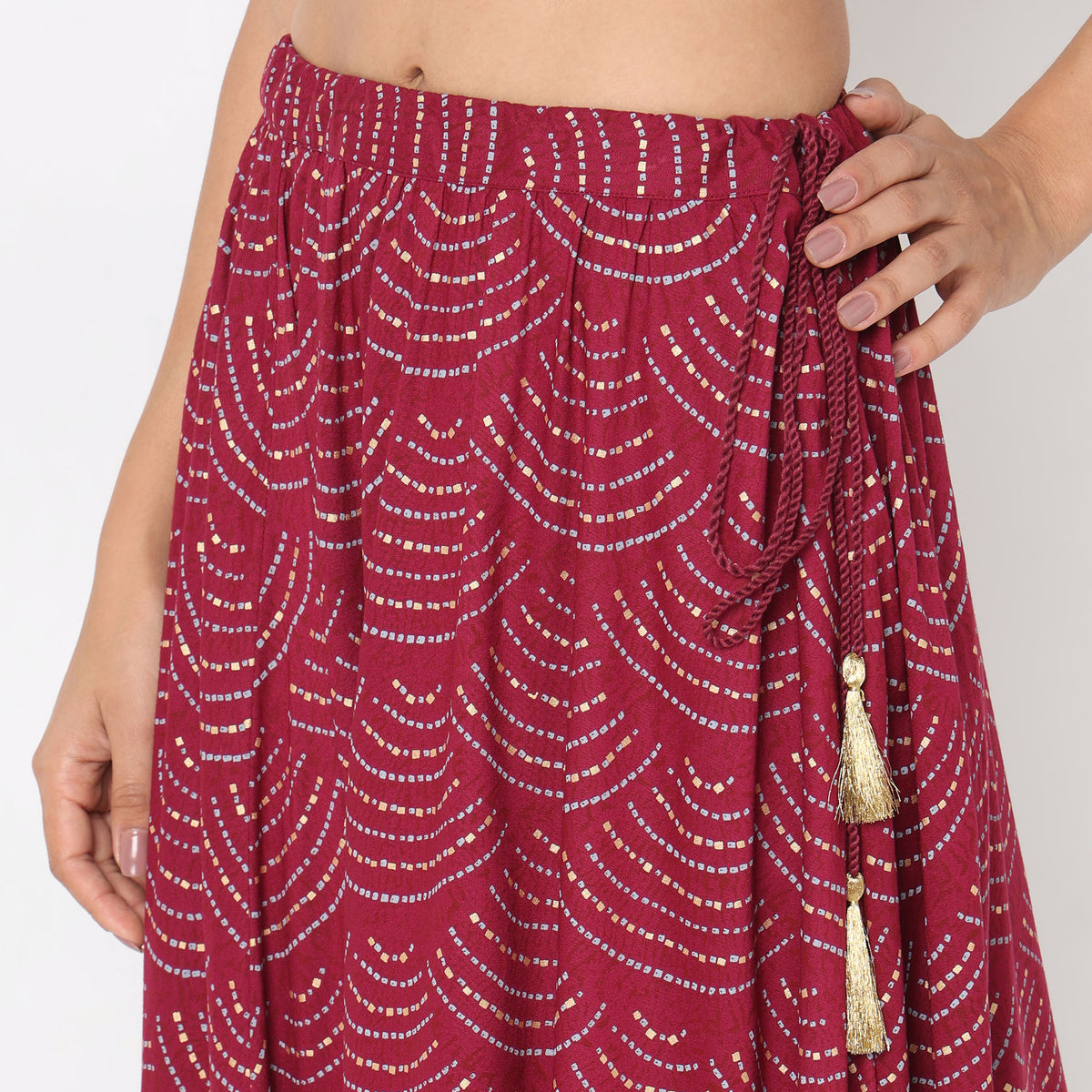 Flare Fit Printed High Rise Skirts