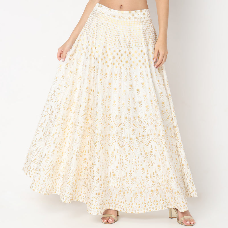 Flare Fit Printed Mid Rise Skirts