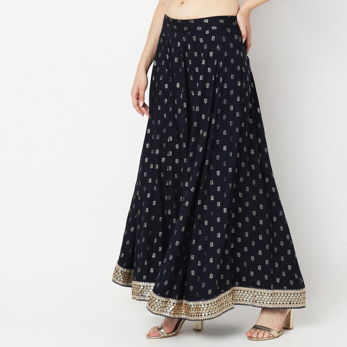 Flare Fit Printed Mid Rise Skirts